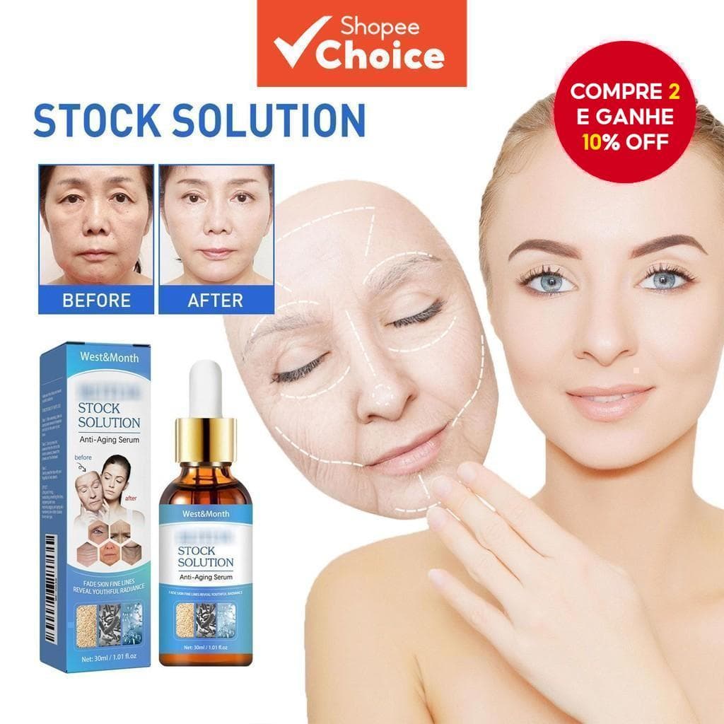 Sérum Facial Anti-Idade e Hidratante, 30ml, para estrias, linhas finas, pés de galinha e sulcos nasolabiais.