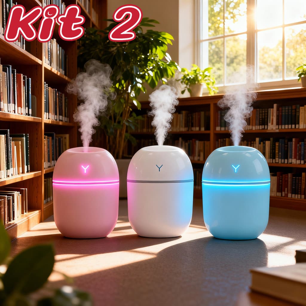 Kit 2 Difusor de Ar Egg 200ml Umidificador Aromaterapia LED para Casa e Escritório