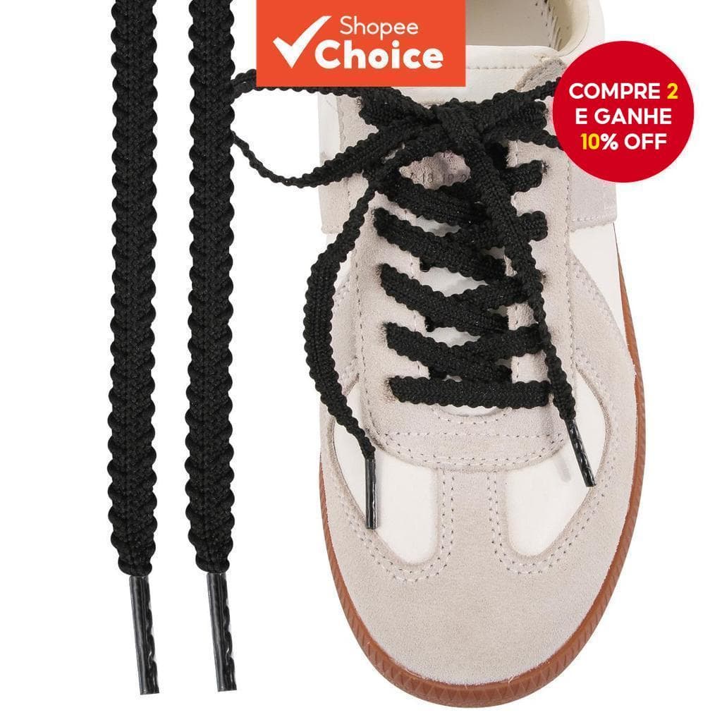  1 Par de Cadarços Pretos com Orelhas de Trigo Serrilhados – 7mm de Largura, Planos, para Tênis Esportivos – Design