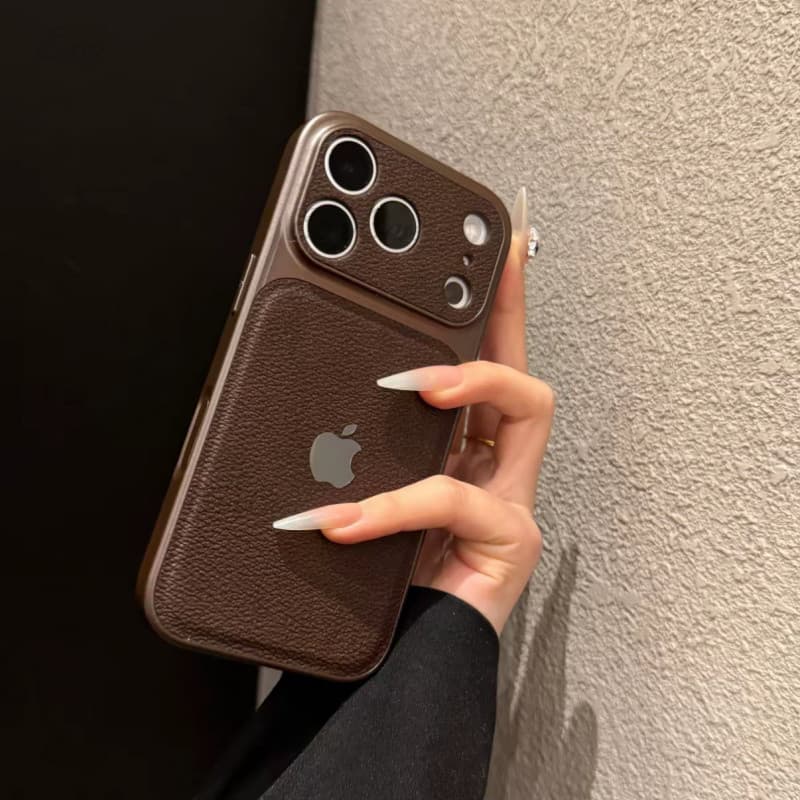 Capa De Proteção Com Padrão De Lichia De Janela Grande De Alta Aparência Para iPhone 17 16 15 14 13 Pro Max Traseira Ant