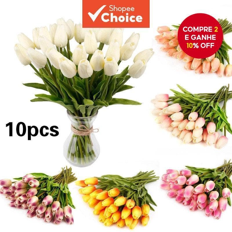 10 Peças Flores Artificiais De Látex Rosa Tulipa Buquê De Toque Real Para Decoração De Casamento E Casa