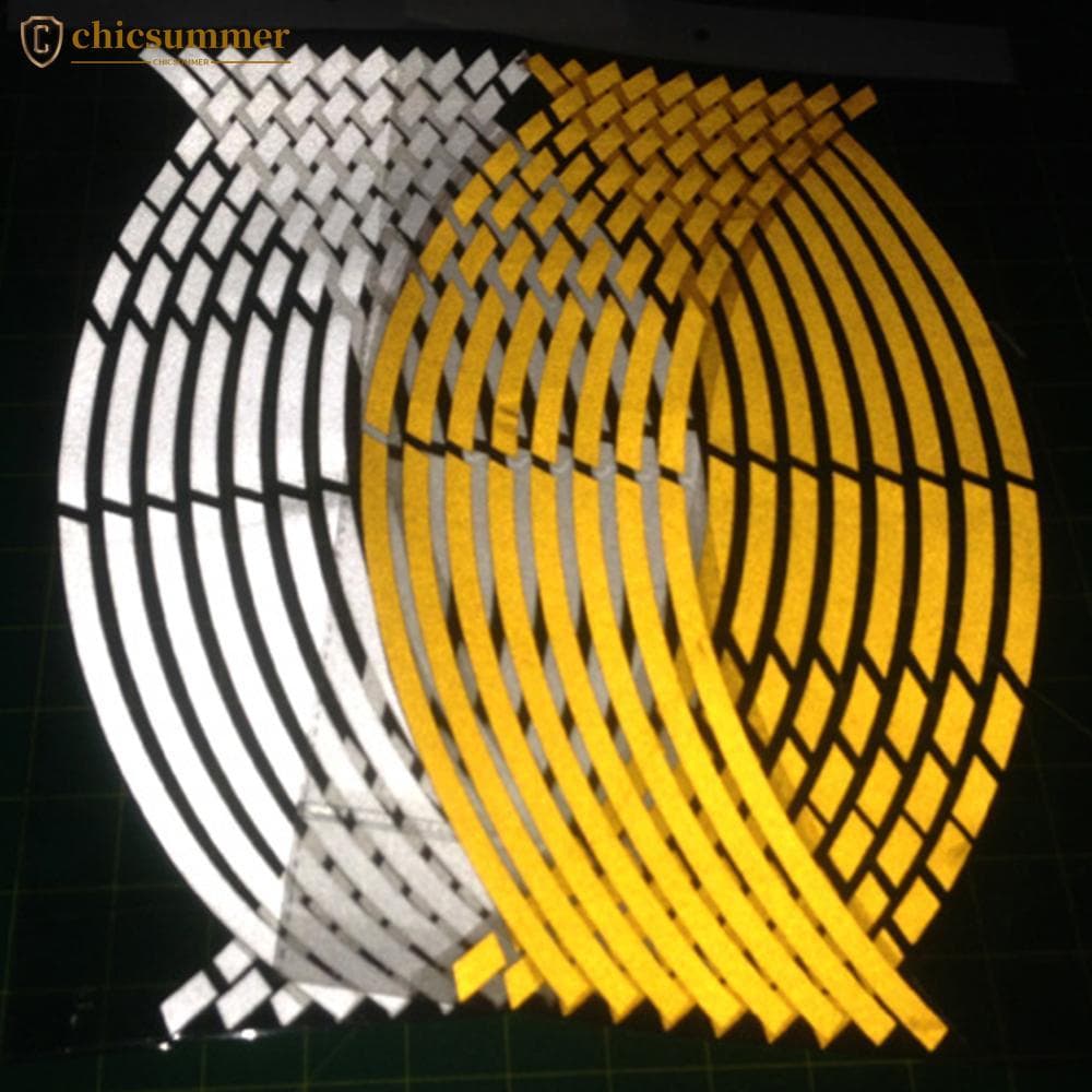 CHICSUMMER 16 Peças Aro De Roda De Motocicleta 16 Tiras Reflexivas Fita Listrada De 18 " Adesivos Decalque Q5W9