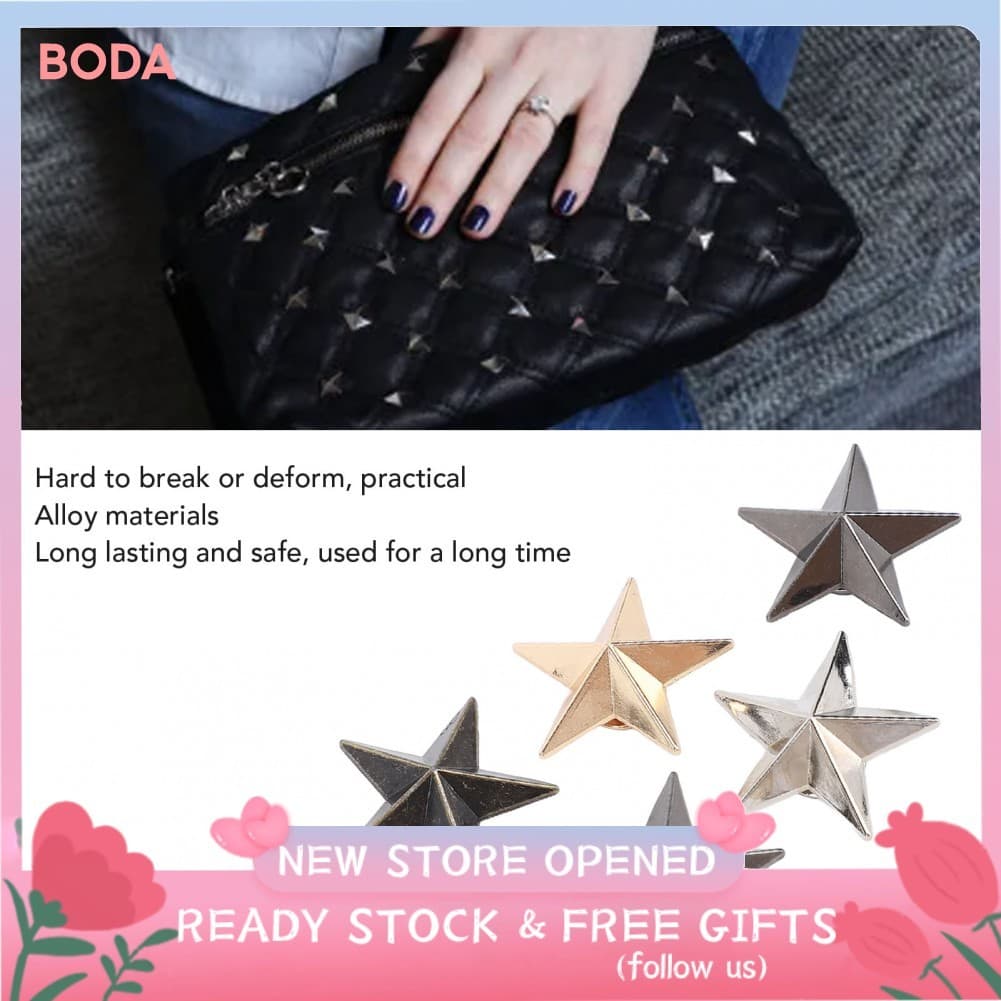 Bodas 50 peças cinco pontas estrela liga punk studs spikes conjunto roupas rebites parafusos ouro prata preto bronze
