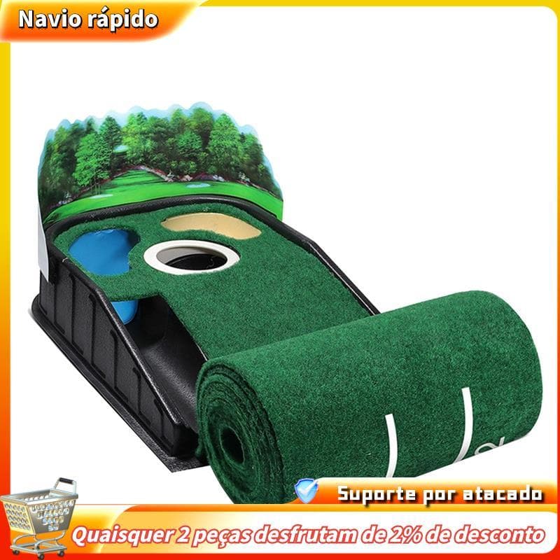 1 Conjunto De Tapete De Golfe Interno Prática Putter Trainer Almofada Bola Retorno Esteiras