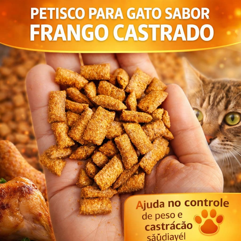 100GR PETISCO Pastelzinho Recheados Castrado Frango para Gatos Adultos e Filhotes.