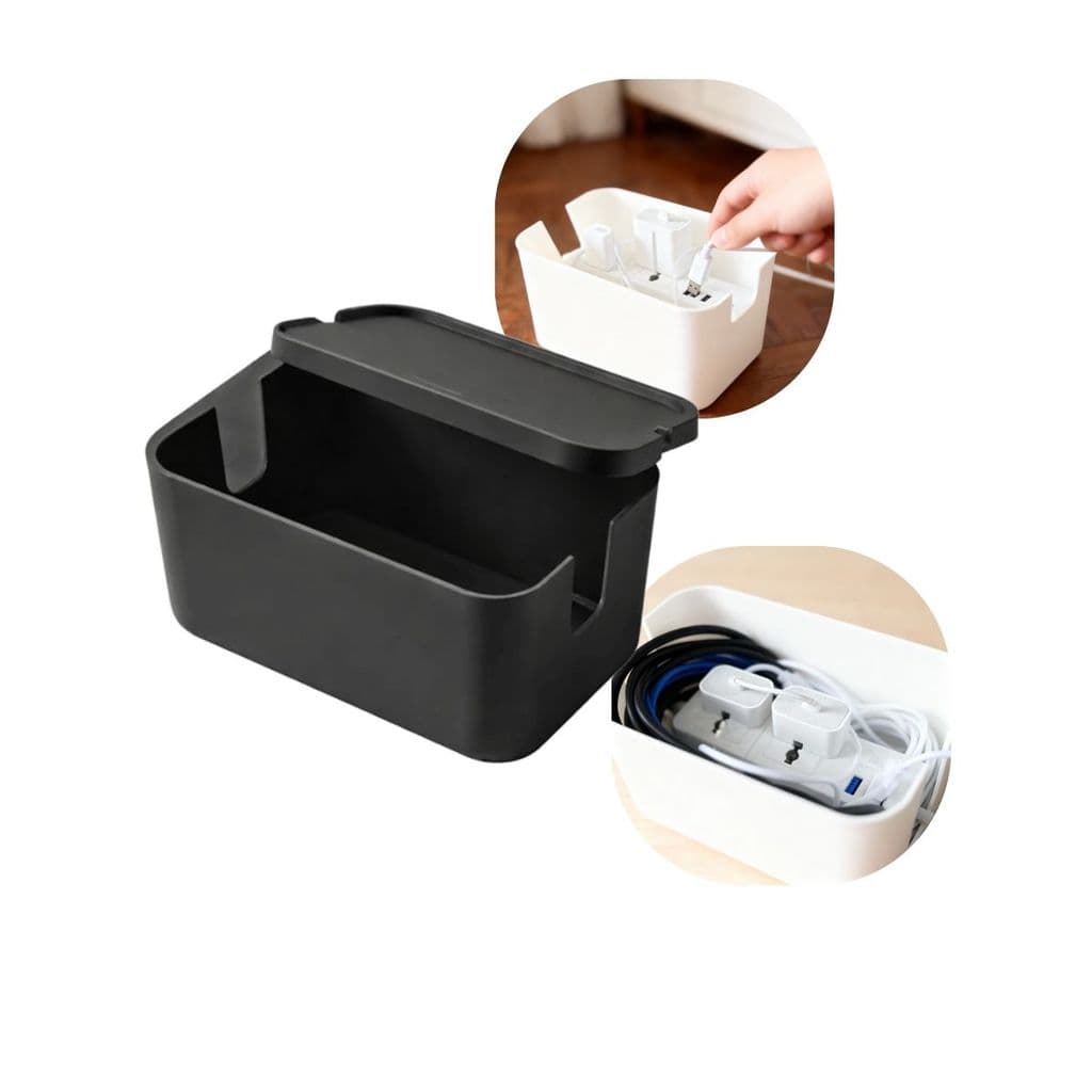 Organizador De Cabos Fios e Tomadas Com Tampa Protetora Para Reduzir Bagunça e Melhorar a Segurança