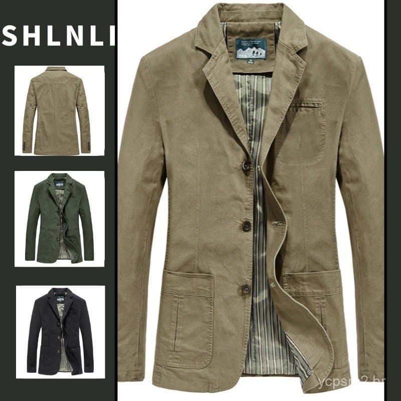Blazers Casuais Americanos Masculinos para Outono Inverno, Jaquetas Comerciais de Cor Sólida com Botões