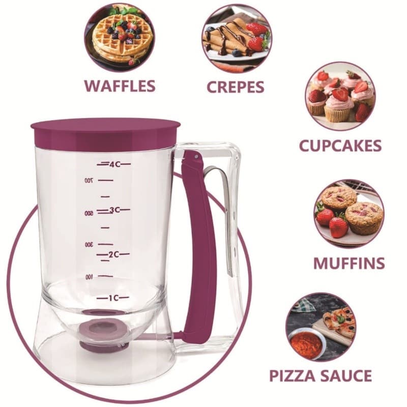 Medidor de Massas 900ml para Waffle, Crepe, Cupcake e Bolo
