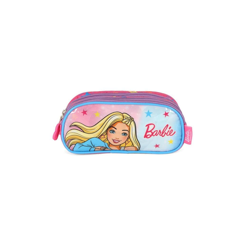 Estojo Triplo Infantil Médio Barbie Náilon Estampado