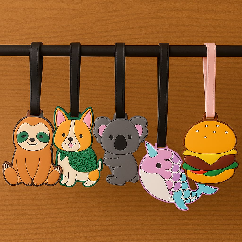 Tag de Mala Viagem Identificador de Bagagem Etiqueta Mochila Silicone Kit Acessório Bagagens