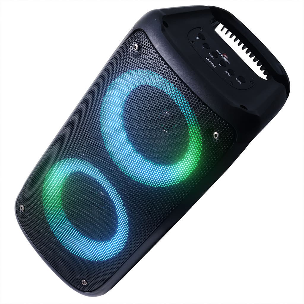 Caixa de Som Bluetooth Grande Amplificada Torre Painel Led RGB Grasep Ultra Potente 2 Alto Falante