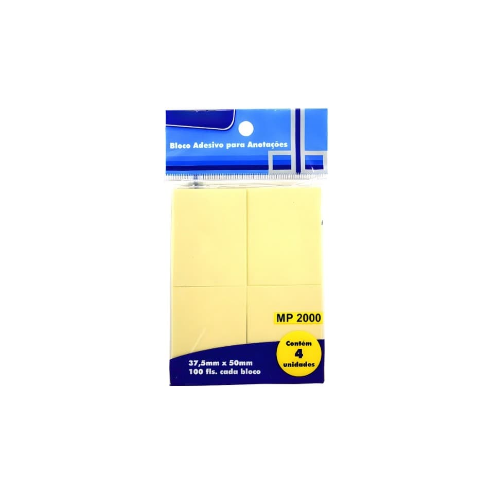BLOCO ADESIVO ANOTAÇÃO AMARELO 4 X 100 37,5 MM X 50 MM