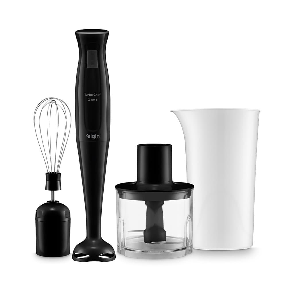 Mixer Turbo Chef 3 em 1 Preto - Mistura, Tritura e Bate 200W 110V