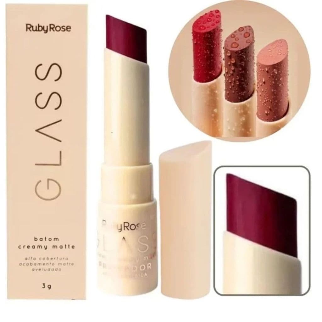 Batom Creamy Matte Glass Ruby Rose - Acabamento Aveludado 8 Cores Intensas com Alta Pigmentação