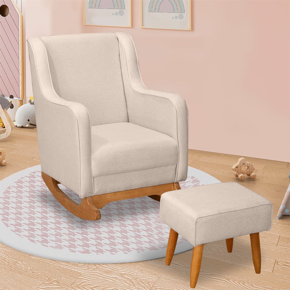 Poltrona Sofá Amamentação Balanço Aquila Com Puff Movellu Home