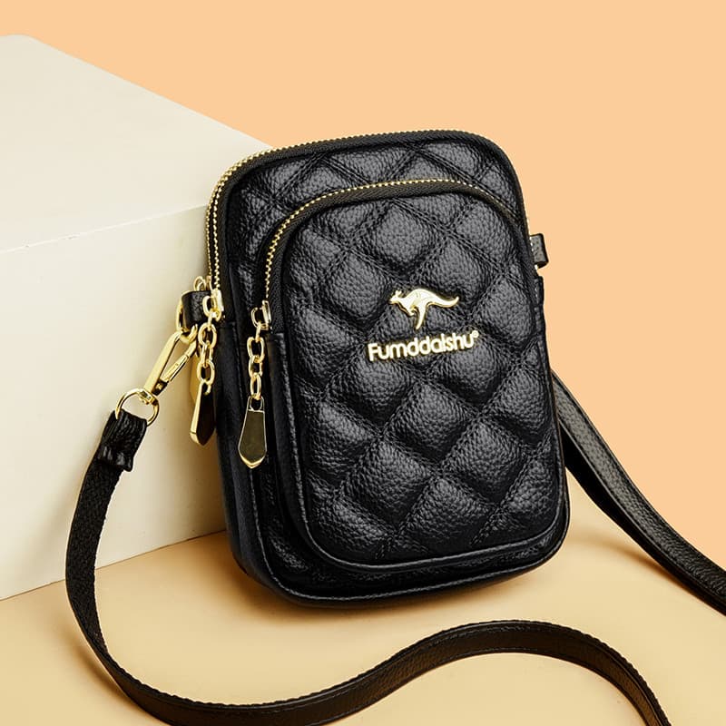 Couro genuíno saco do telefone móvel feminino 2026 novo estilo de um ombro saco do mensageiro couro macio All-Match esti