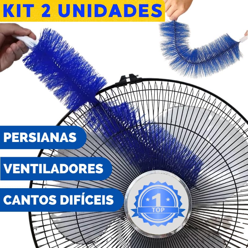 Kit 2 Escovas Flexível de Limpeza 360° Dobrável Multiuso Cantos Difícieis Ventilador TV Carro