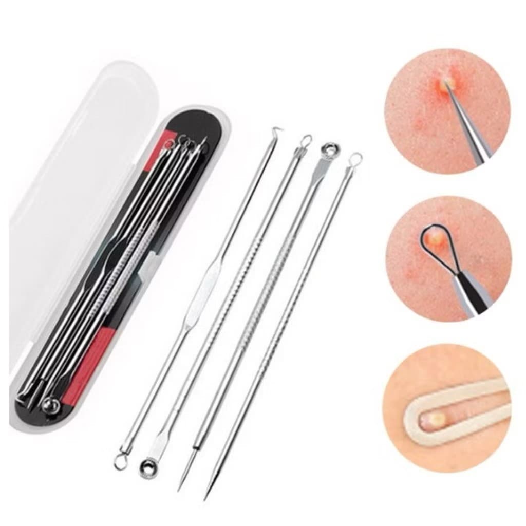 4 itens de Ferramentas de Beleza Extrator De Acne Removedor De Cravo Espinha Aço Inoxidável