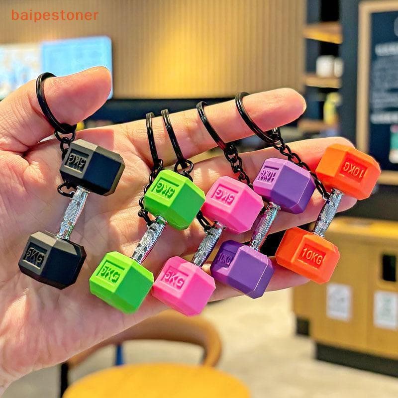 [baipestoner] Chaveiro Com Halteres Para Academia Moda 3D PVC Haltere Chave De Carro Carteira Mochila Pingente Presentes