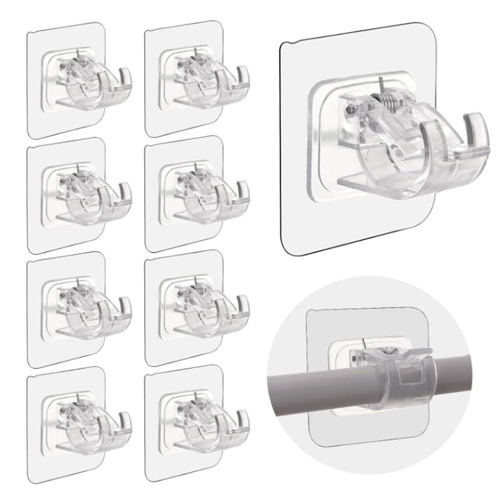 Kit Até 16 Suporte Varão Haste Cortina Adesivo Dupla Face Até 4kg Sem Furar Instala Sem Prego