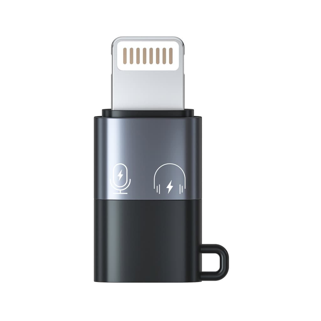 Adaptador USB Tipo-C para Conector Lightning – Compatível com iPhone, Fone e Microfone de Lapela – Cor Preto e Cinza