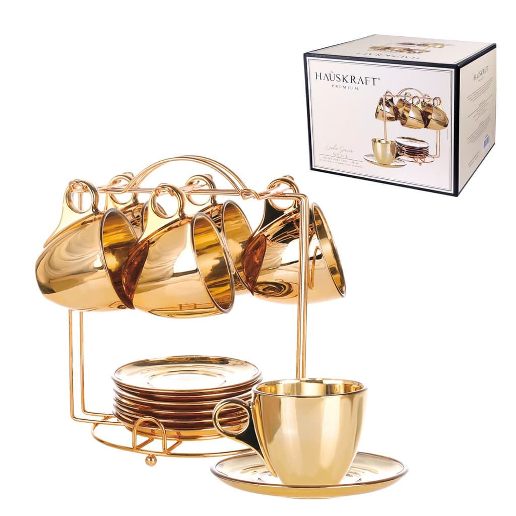 Jogo 6 Xicaras Para Café Chá De Vidro Com Pires E Suporte 85ml