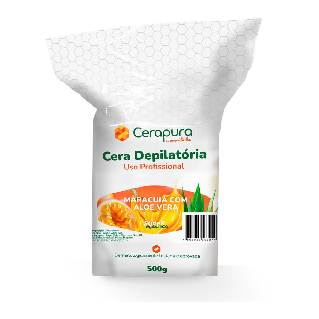 Cera depilatoria Maracuja c/ Aloe Vera Elastica - 500g (cerapura)