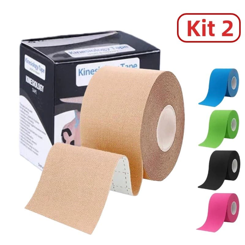 Kit 2 Fita Kinesio Tape Bandagem Elástica Adesiva 5cm X 5m,Alivia a Dor Tape Fisioterapia