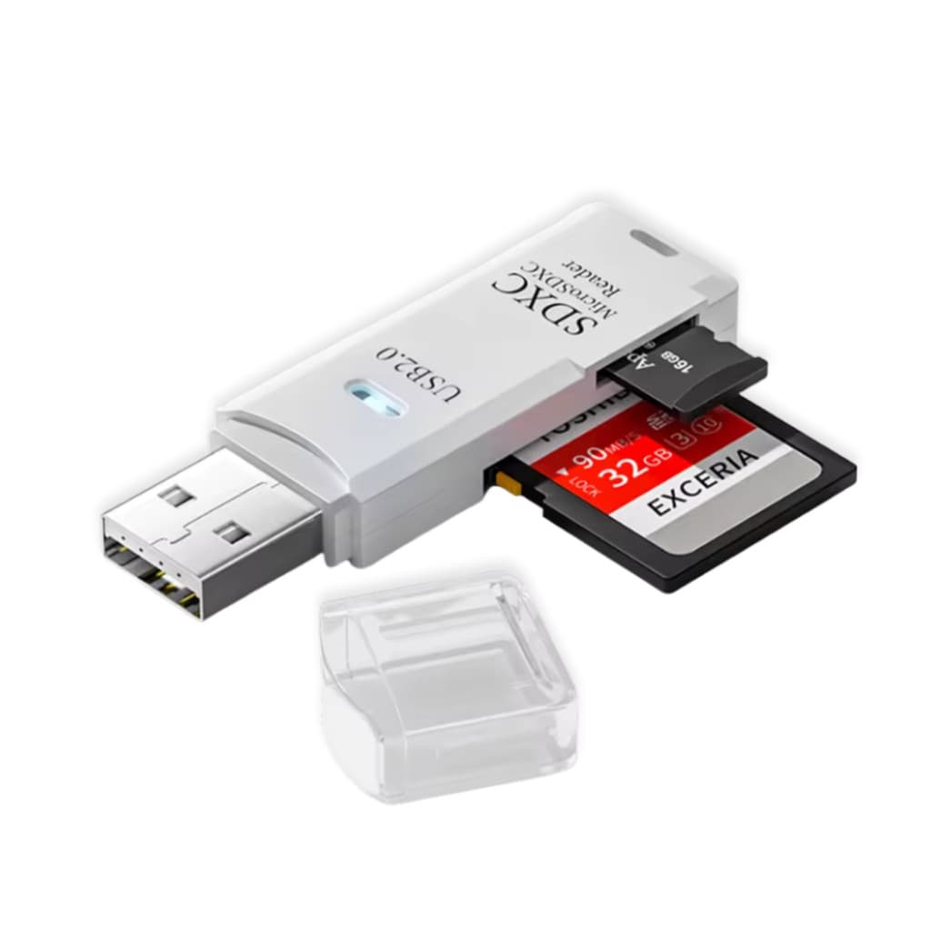 Leitor de Cartão de Memória SD e MicroSD (TF) USB 2.0 – Branco