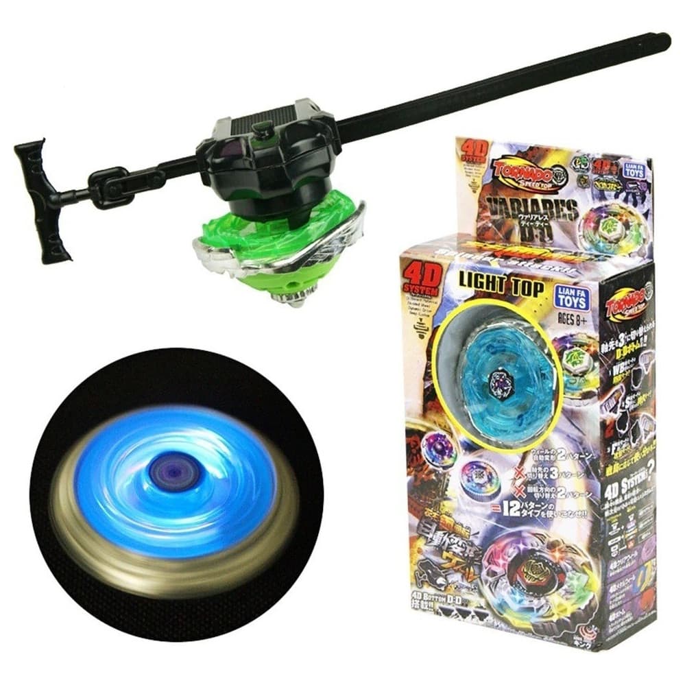 Beyblade Led Light Metal Luz + Lançador 5D Battle Musical Batalha Tornado