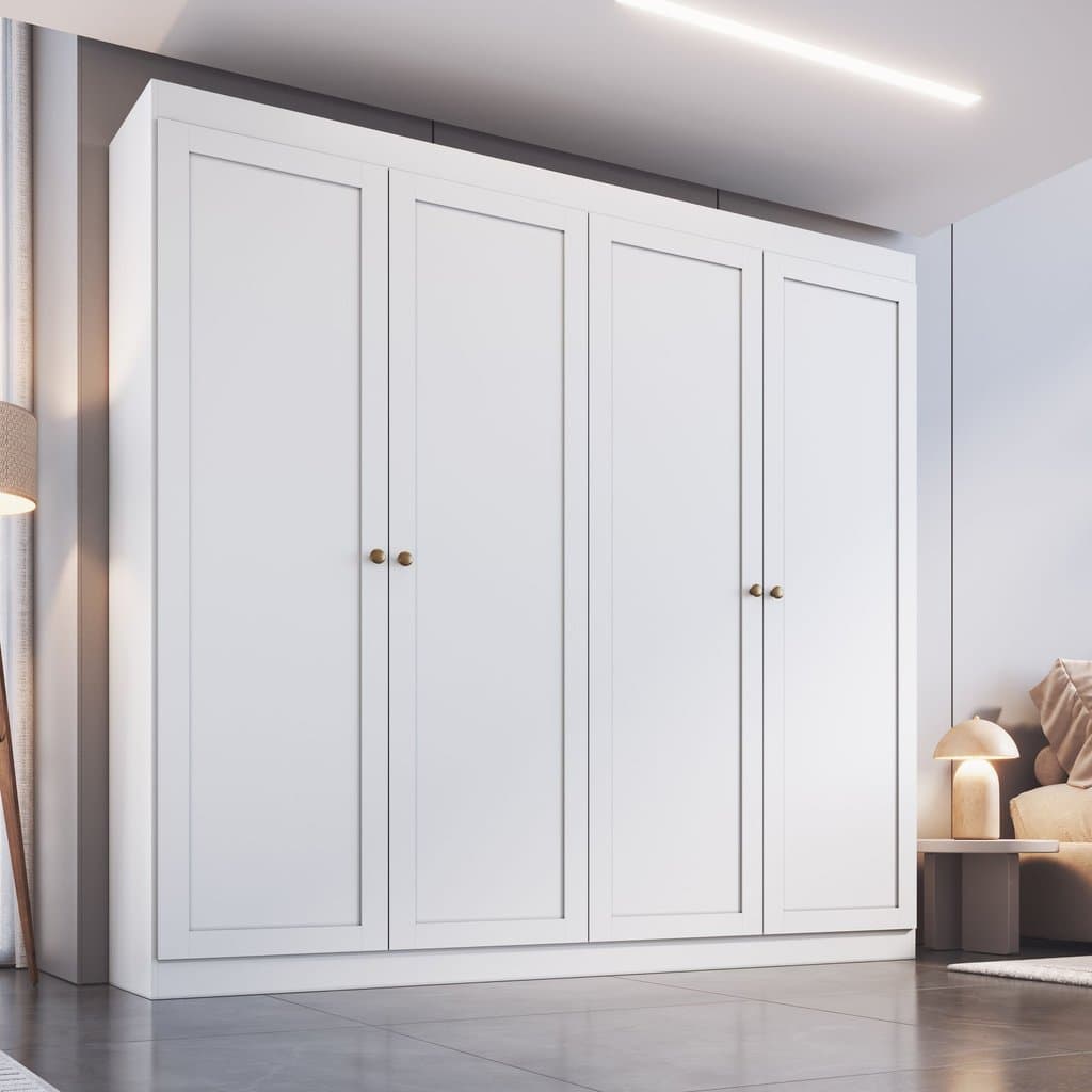 Guarda-roupa Casal 4 Portas 2 Gavetas Americano/provençal Ele e Ela Europa Branco