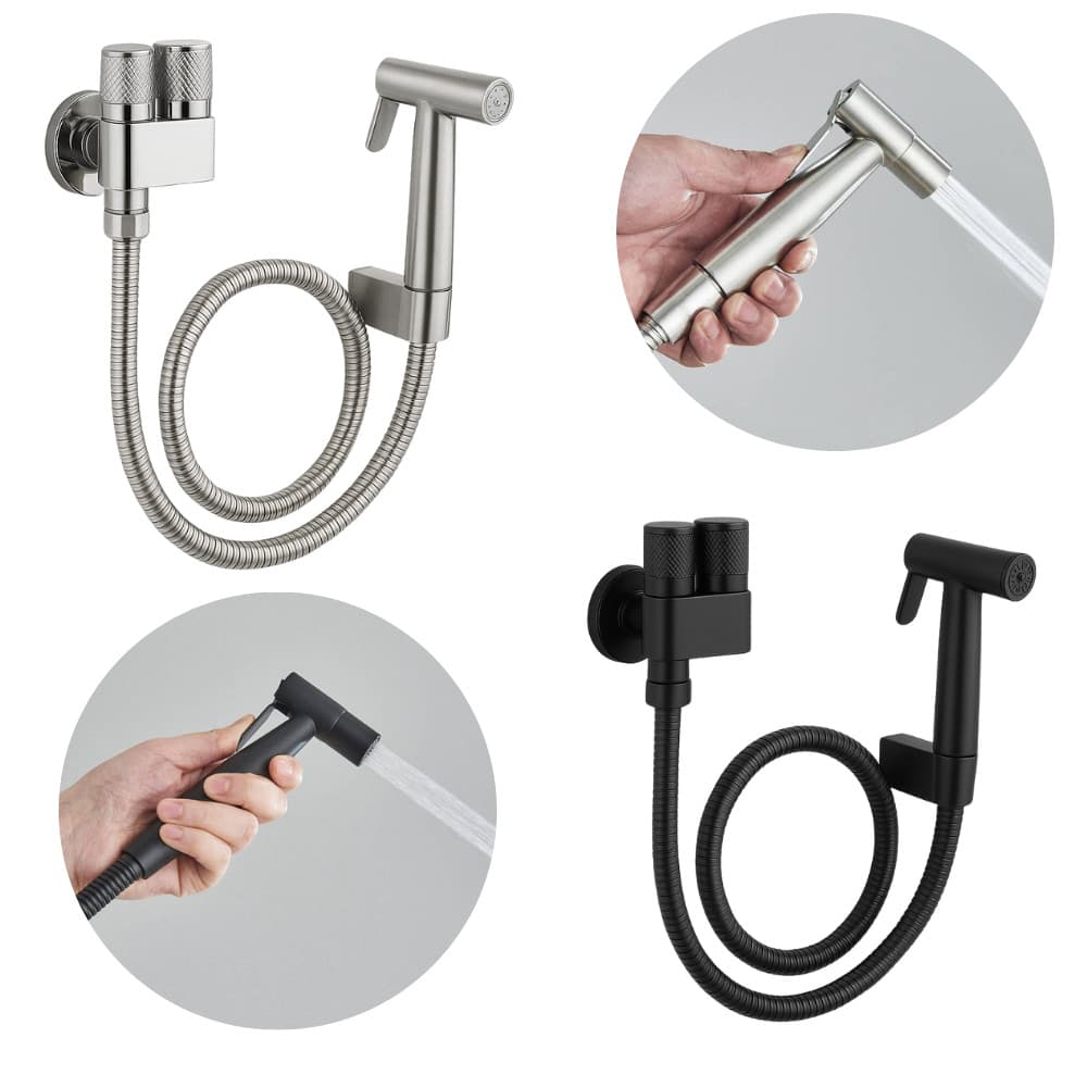 Kit Ducha Higiênica Com Registro Duas Saídas Aço Prata