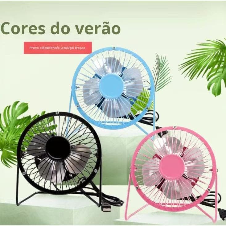 Mini Ventilador De Mesa USB Preminum Metal Portátil 145MM Compacto 4 Pás Marca Oasis