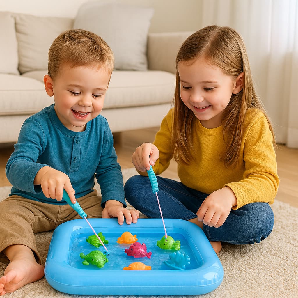 Brinquedo Kit Pesca Educativo Completo - Pescaria Magnética Infantil com Piscina Inflável