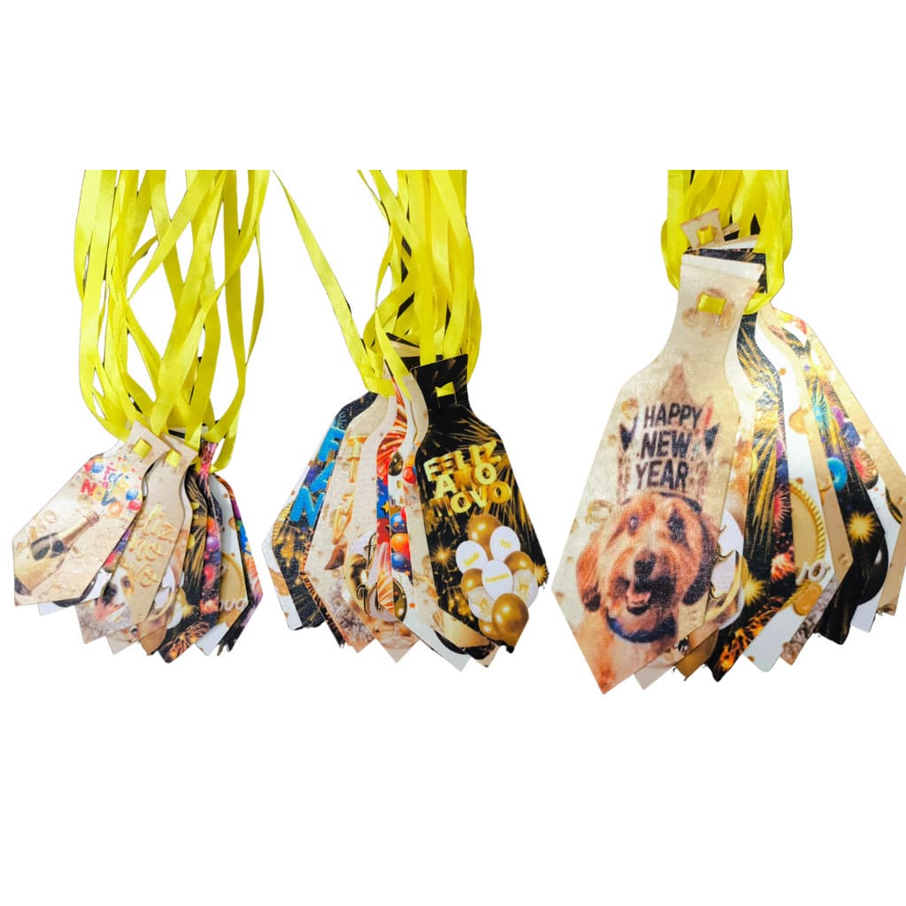 kit 90 Gravatas Pet Ano Novo 3 tamanhos P M G Tanho e Tosa