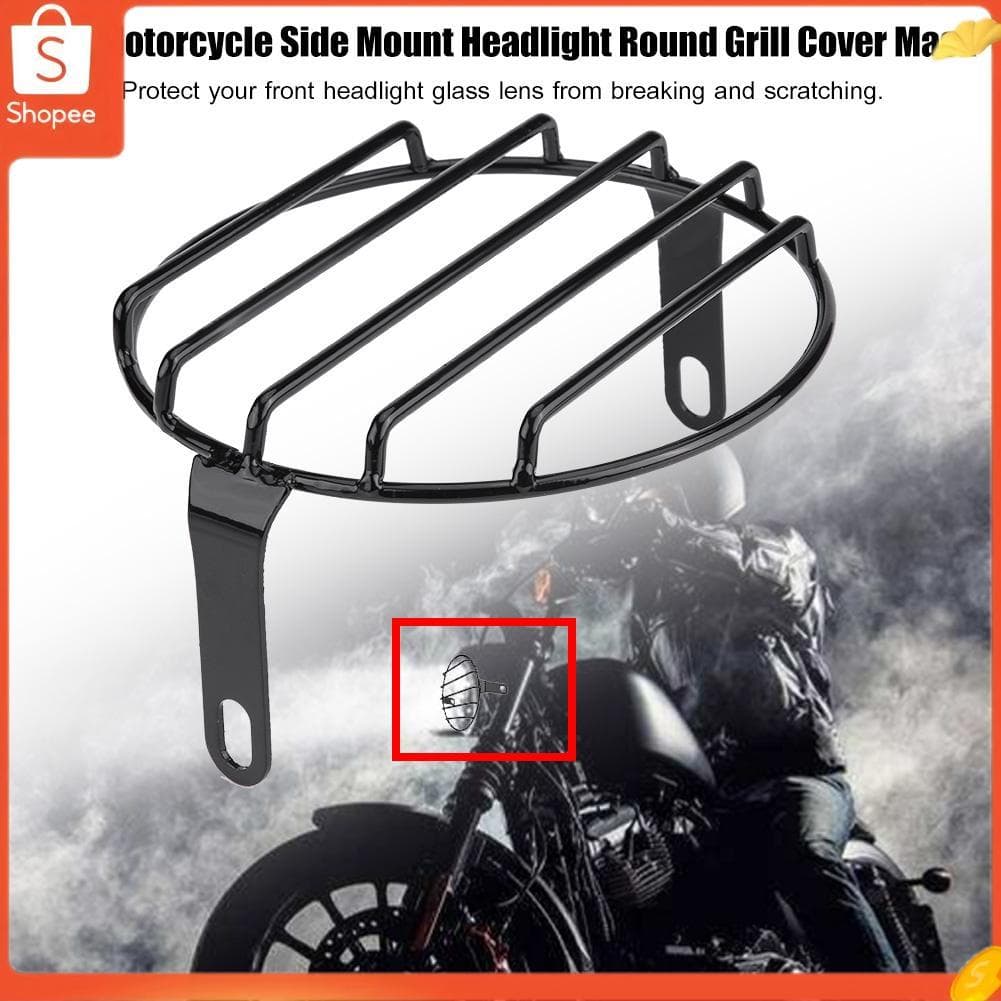 Retro Motorcycle Headlight Grill Cover for Stylish Look on Cruiser Chopper (Horizontal grille)