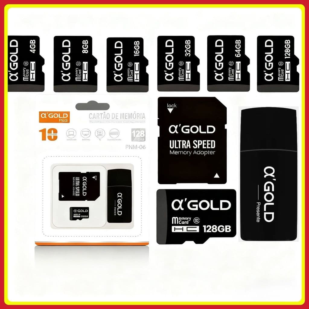 Cartão de Memória Micro SD + Adaptador- 4G 8G 16G 32G 64G 128G Alta Velocidade original A’GOLD
