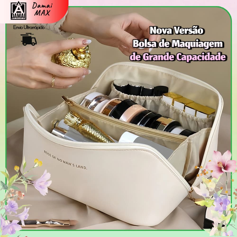 Bolsa Necessaire Organizador de Maquiagem Espaçosa Portátil Ideal para Viagem e Uso Diário