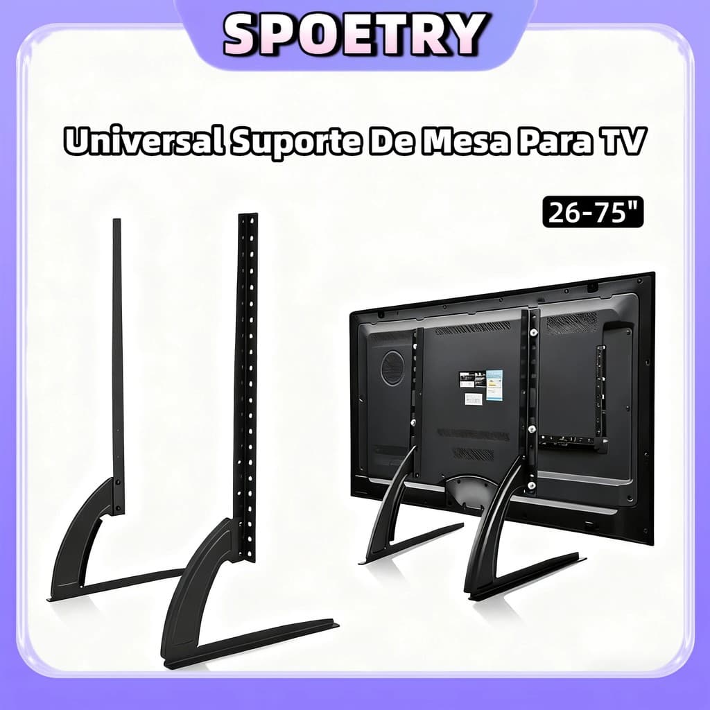 Suporte Tv Mesa Universal Fixo Base Pé Monitor 32 Até 75'' Suporte De Mesa Para Tv/monitor De Suporta até 50kg