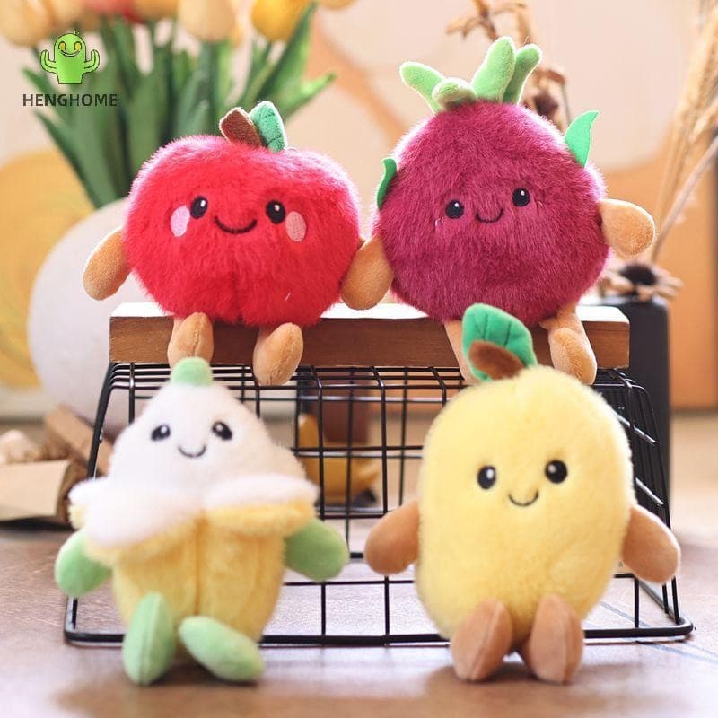 HENGHOME 1 Peça Banana Manga Boneca De Pelúcia Rosto Sorridente Série Frutas Saco Pingente Chaveiro Brinquedo Interativo