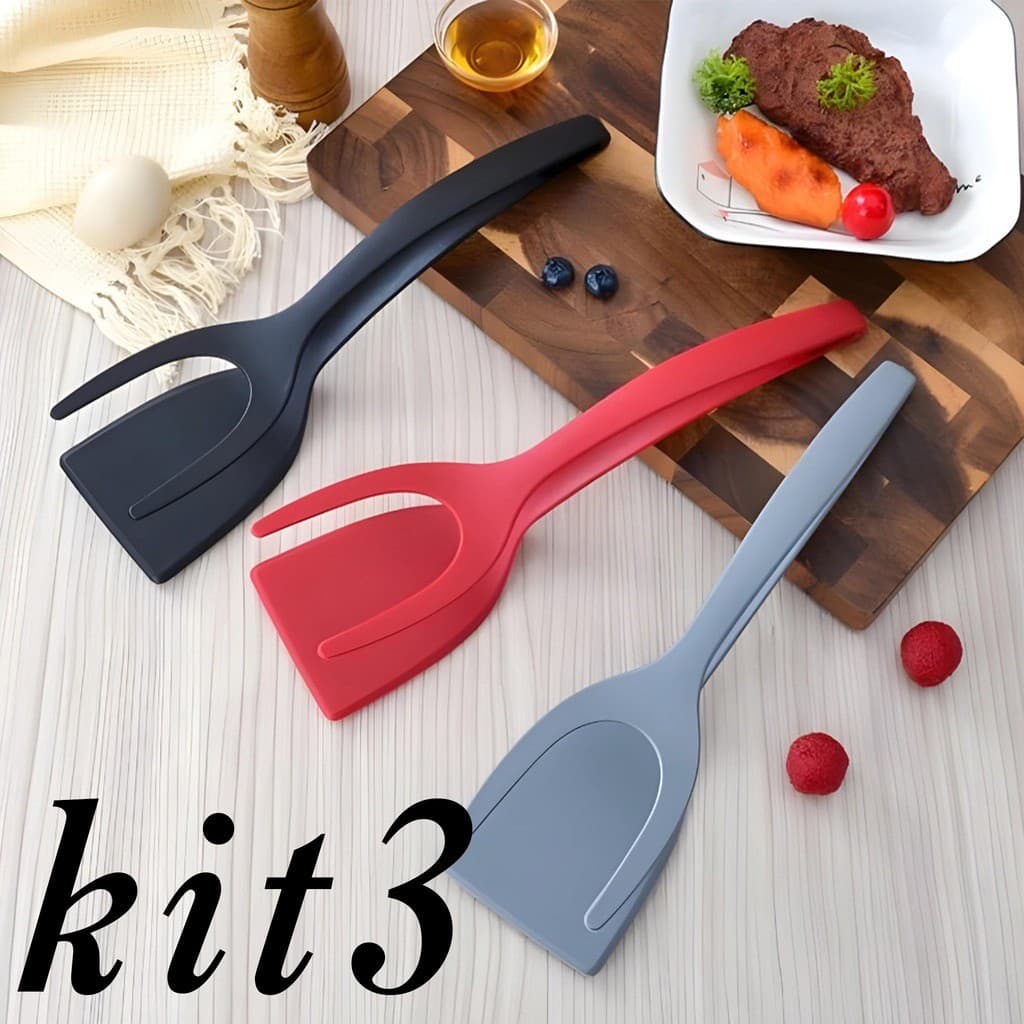Kit 1/2/3/4 Espátulas de Cozinha 2 em 1 – Conjunto Multifuncional para Preparos, Misturas e Limpeza
