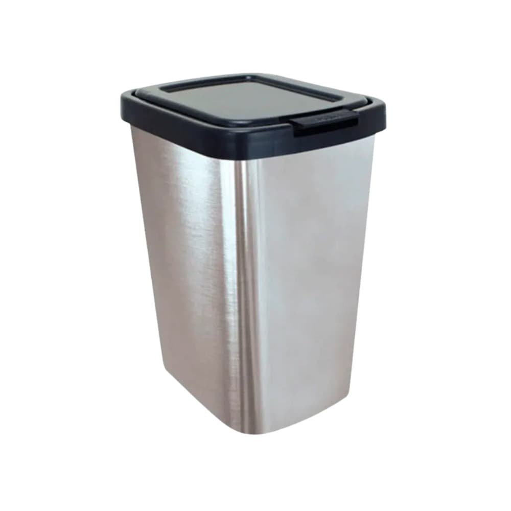 Lixeira 9L com tampa click em adesivo tipo inox Arqplast