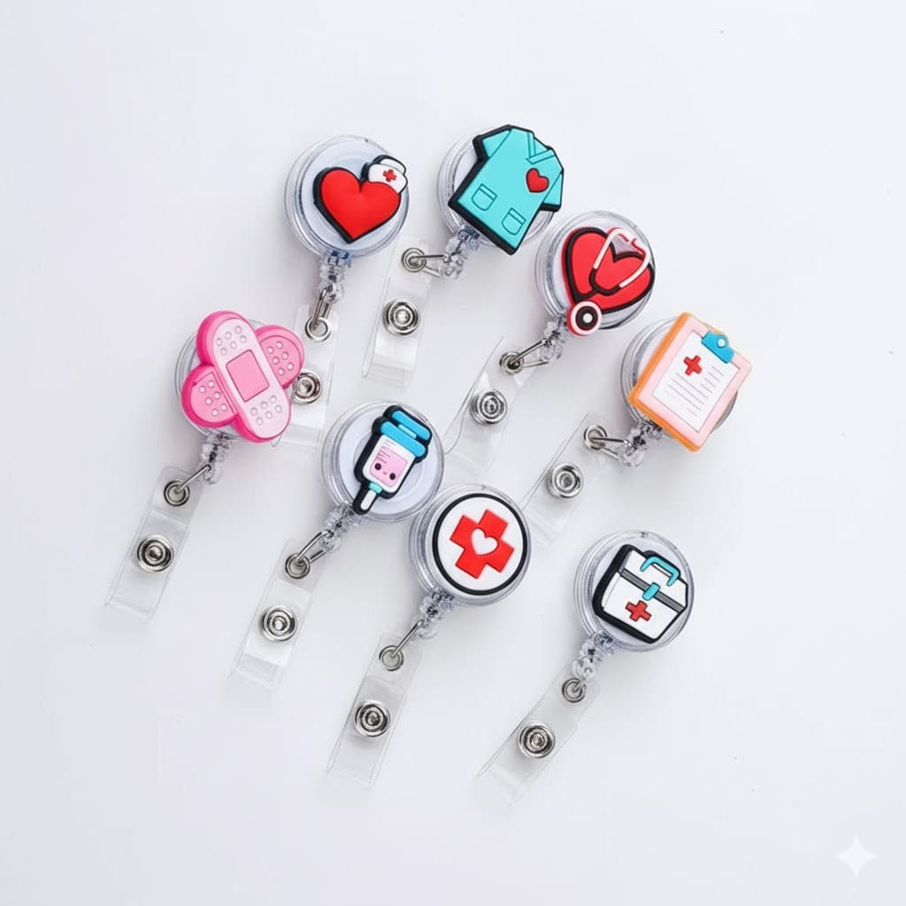 Porta Crachá Roller Clip Retrátil Enfermagem Medicina Hospital