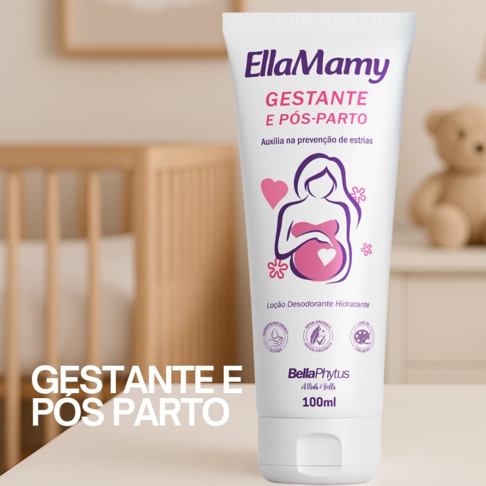 ELLAMAMY Loção Desodorante Hidratante Prevenção de Estrias Gestante e Pós-parto 100ML BellaPhytus