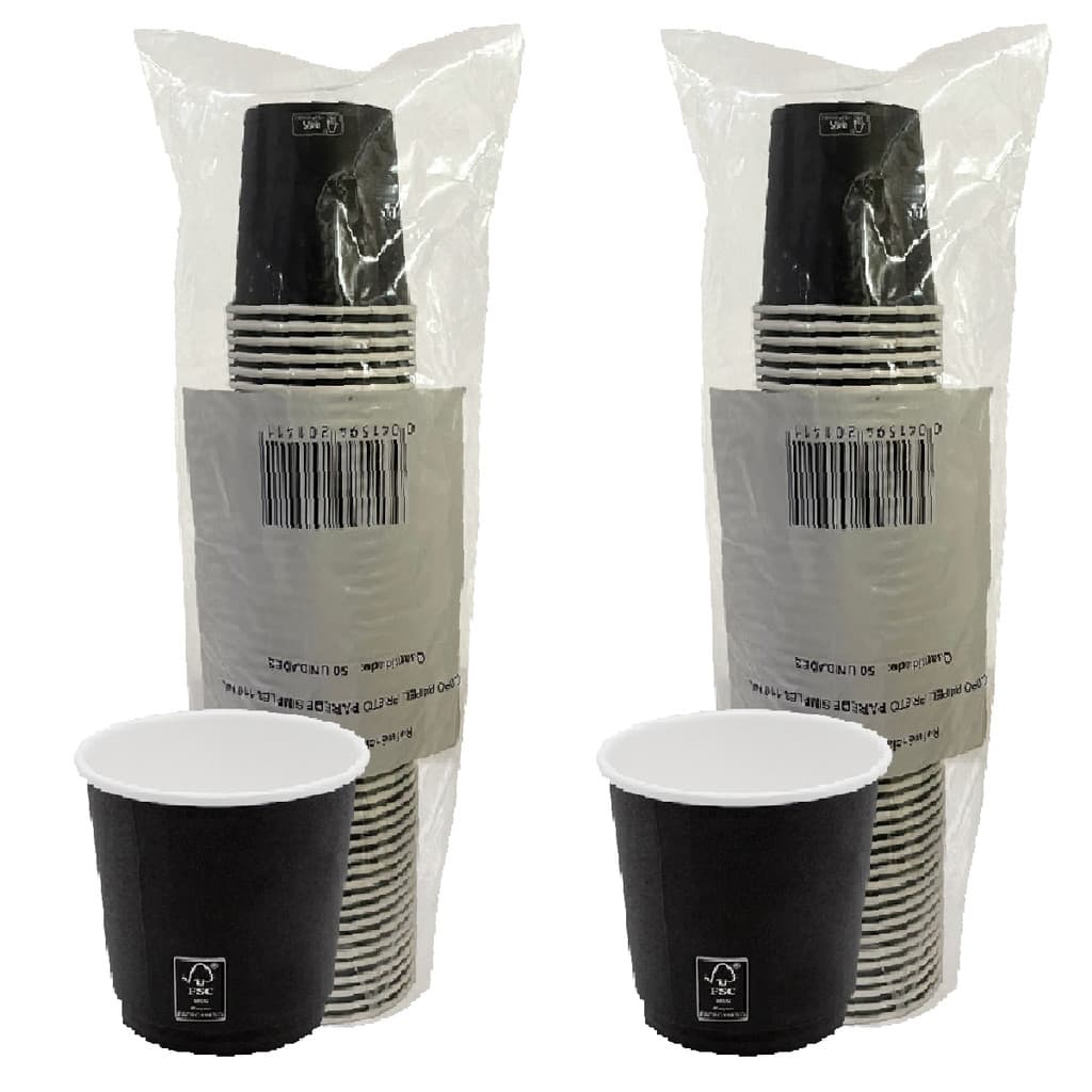 Copo de Papel Preto 110ml Biodegradável Térmico C/100