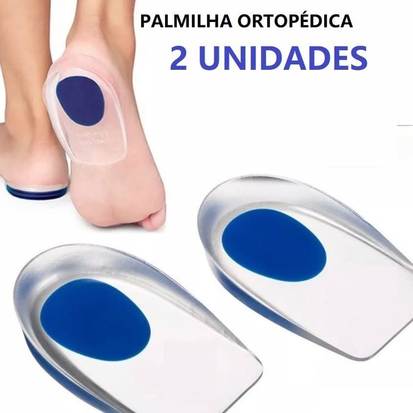 Conjunto 2 Palmilha Silicone Gel Ortopédica Esporão Calcanheira Calcanhar Transparente Confortável Relaxante