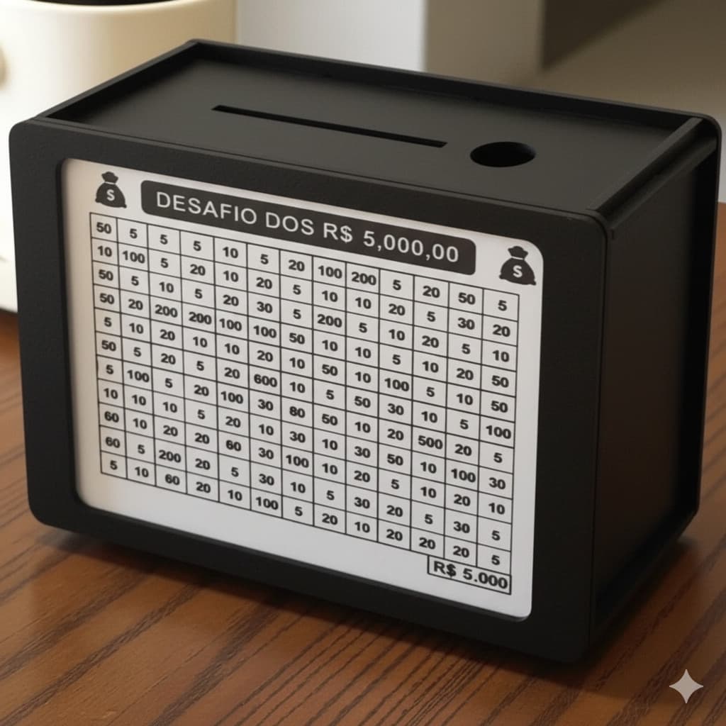 Caixa Cofre Desafio 10000 5000 1000 Woodbox Cofrinho Caixa de Dinheiro Poupança Cofre de Moedas