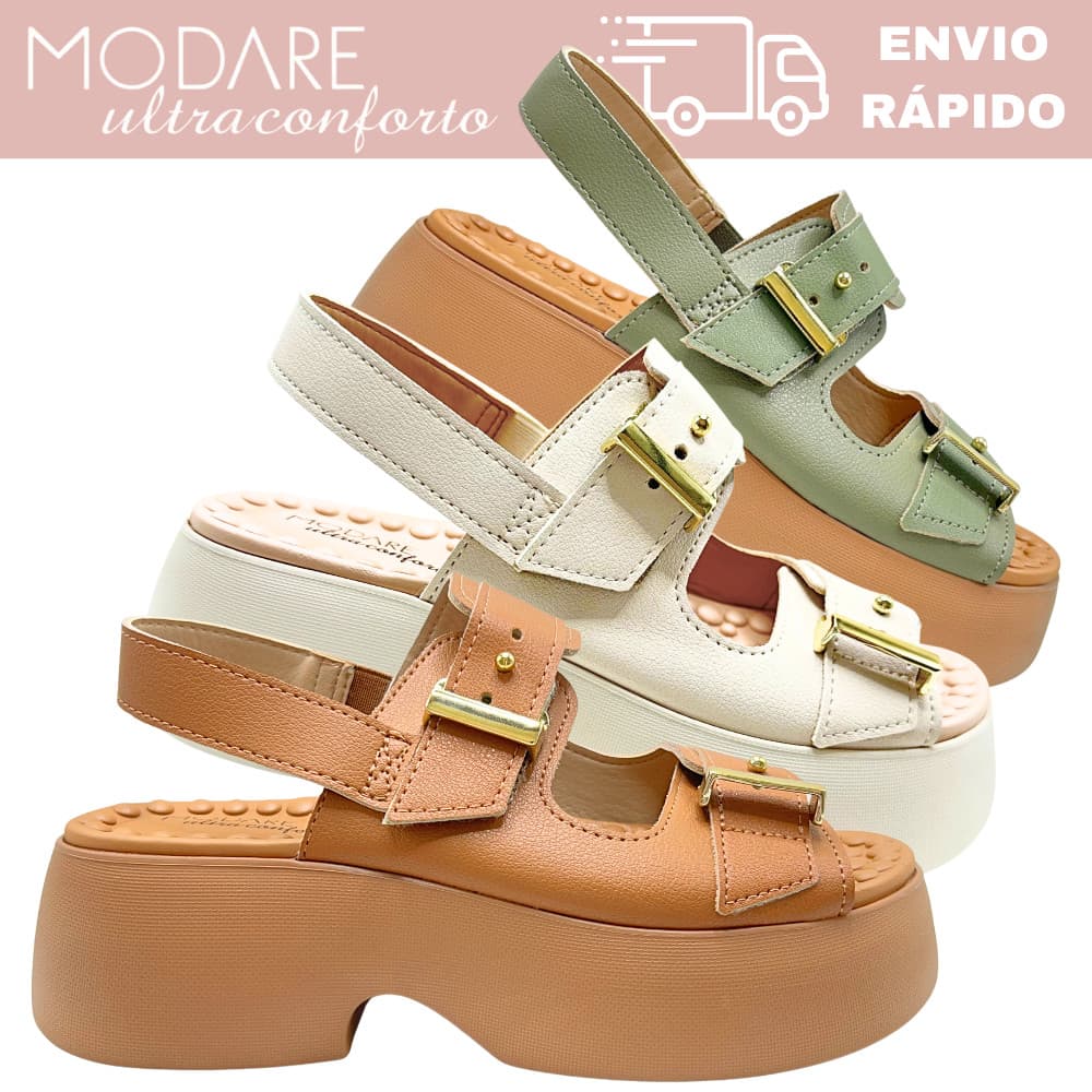 Sandália Flatform Modare 7210.208 Feminina Macia e Super Confortável