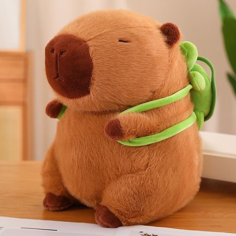 Brinquedo De Pelúcia Capivara Com Mochila Tartaruga Fofo Criança