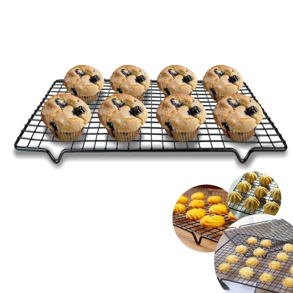 Kit 2 Grades Confeitaria Para Resfriar Grelha Bolos Doces Biscoito Salgado Pães Antiaderente 25x40cm